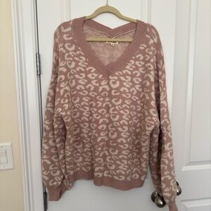 PinkBlush Mauve Animal Print V-Neck Sweater